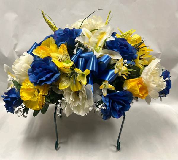 Artificial Stone Saddle -Royal Blue, Yellow and Cream