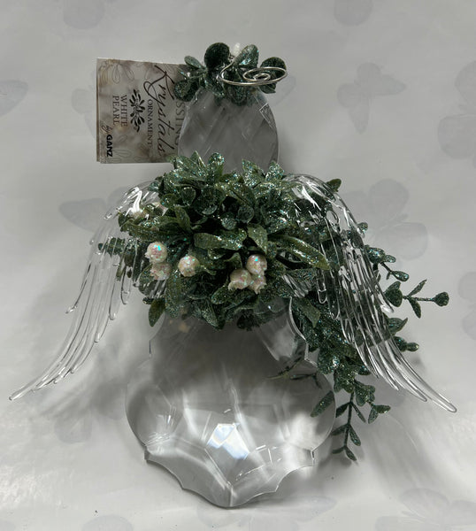 Kissing Krystals -Large Angel Ornament -White Pearl