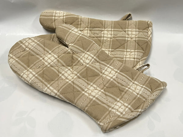 Oven Mitts - Nutral Plaid