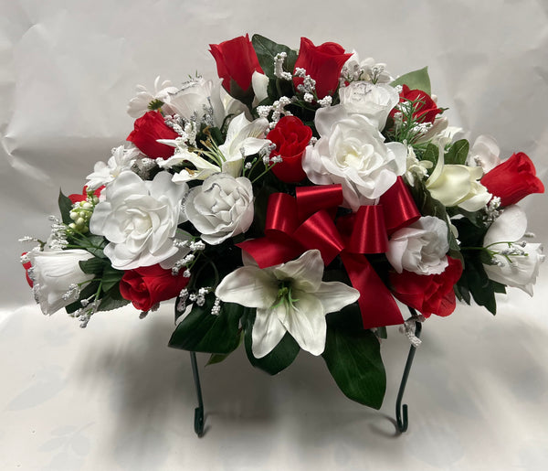 Artificial Stone Saddle- Red and White