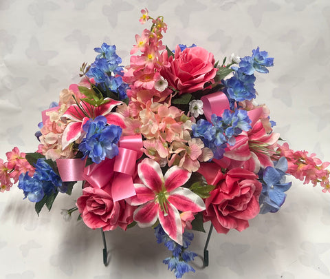 Artificial Stone Saddle -Light Blue, Light Pink and Hot Pink