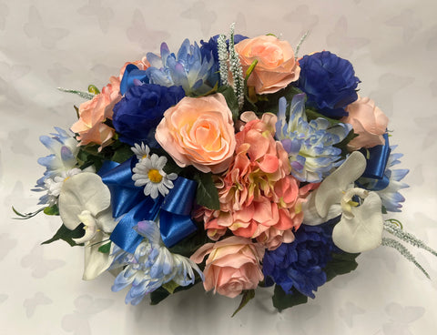 Artificial Stone Saddle -Royal Blue, Light Blue, Peach and White