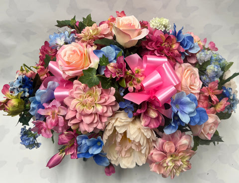 Artificial Stone Saddle -Hot Pink, Peach, Blue and Dusty Rose