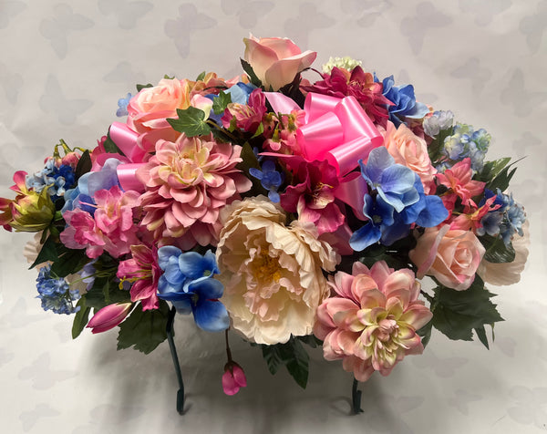 Artificial Stone Saddle -Hot Pink, Peach, Blue and Dusty Rose