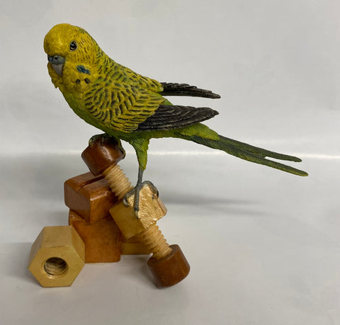 Country Artists -Budgie With Wooden Toy