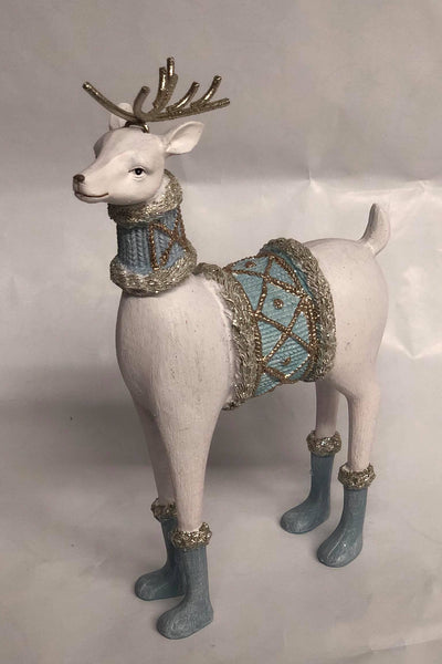 White and light blue deer figurine -Small