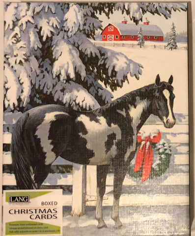 Boxed Christmas Card "Black and White Horse"