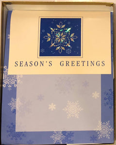 Christmas Card/ stationary set- Seasons Greetings Snowflakes