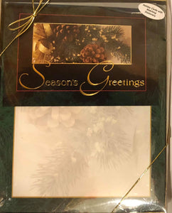 Christmas card/ stationary set- Seasons Greetings Pinecones
