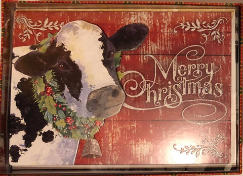 Boxed Christmas Card "Cow"- Merry Christmas