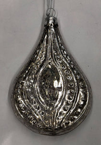 Glass tree ornament "Mercury" flat teardrop
