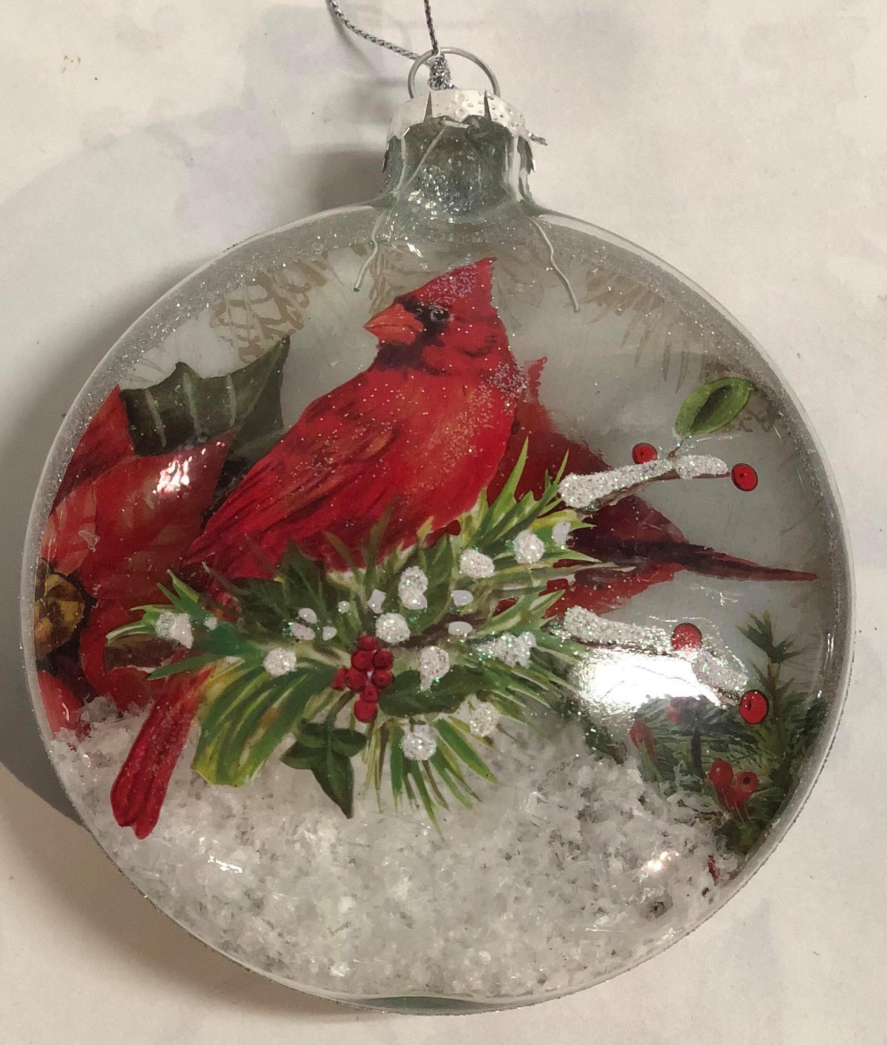 Glass flat tree ornament "Cardinal"