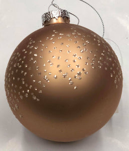 Glass champagne gold tree ornament- glitter dots