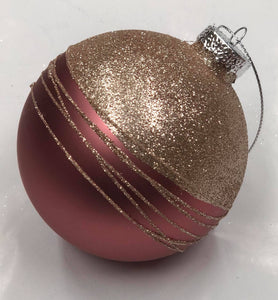 Burgundy glass tree ornament- glitter rings