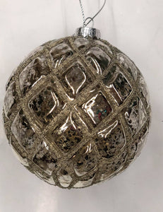 "Honey comb" round glass tree ornament