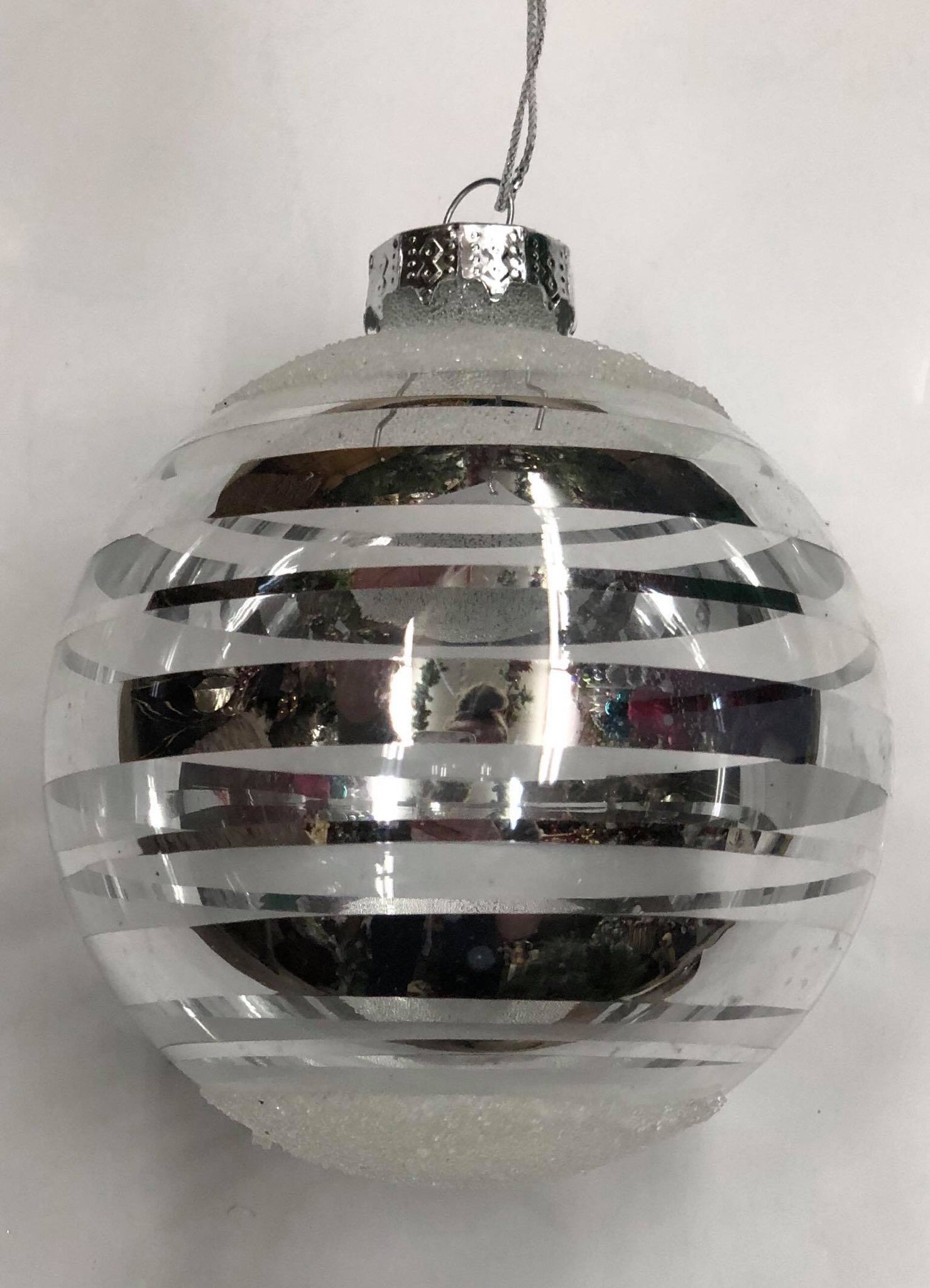 Glass tree ornament "Silver rings"