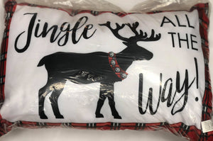 Deer silhouette pillow with plaid