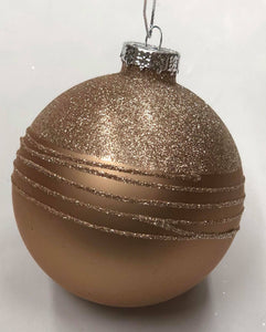 Glass champagne gold tree ornament- glitter rings