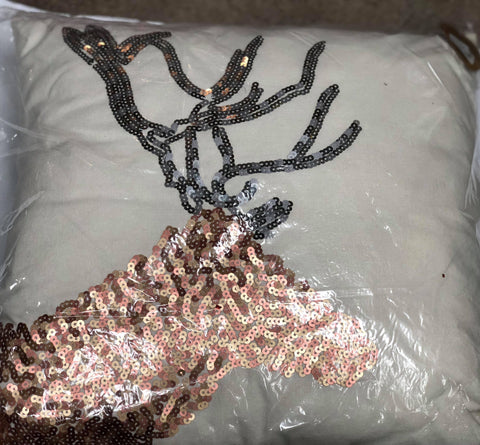 Deer silhouette pillow with sequins
