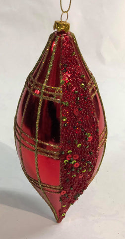 Glitter plaid tree ornament- long diamond