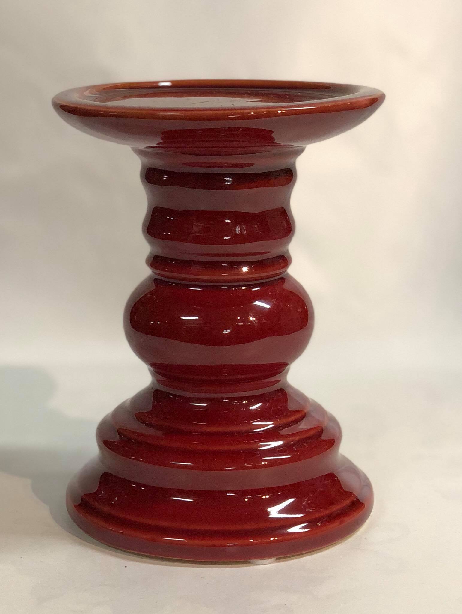 Red ceramic candle holder- small