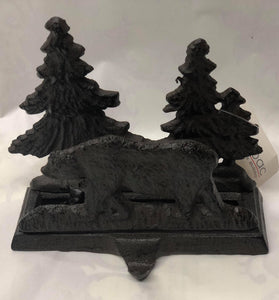 Cast iron stocking holder -Bear