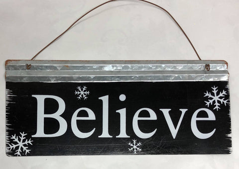 Metal "Believe" Sign