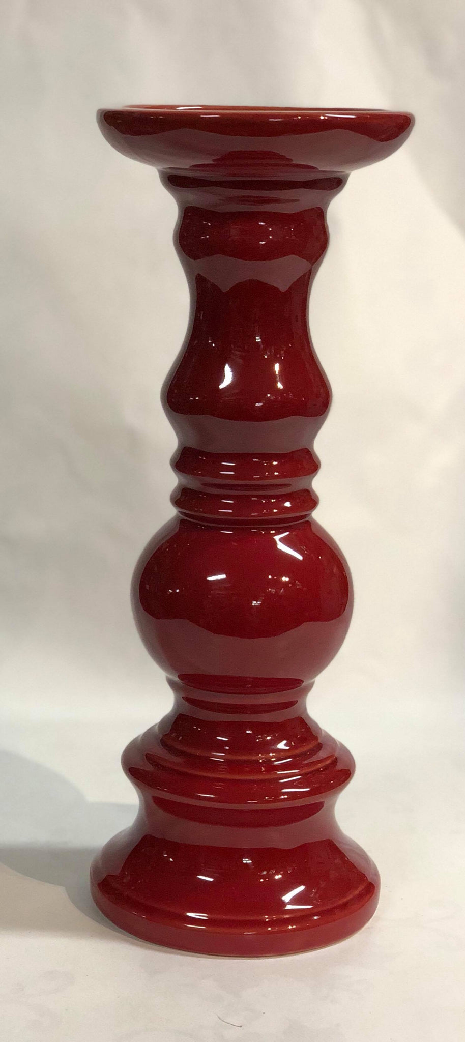 Red ceramic candle holder- large