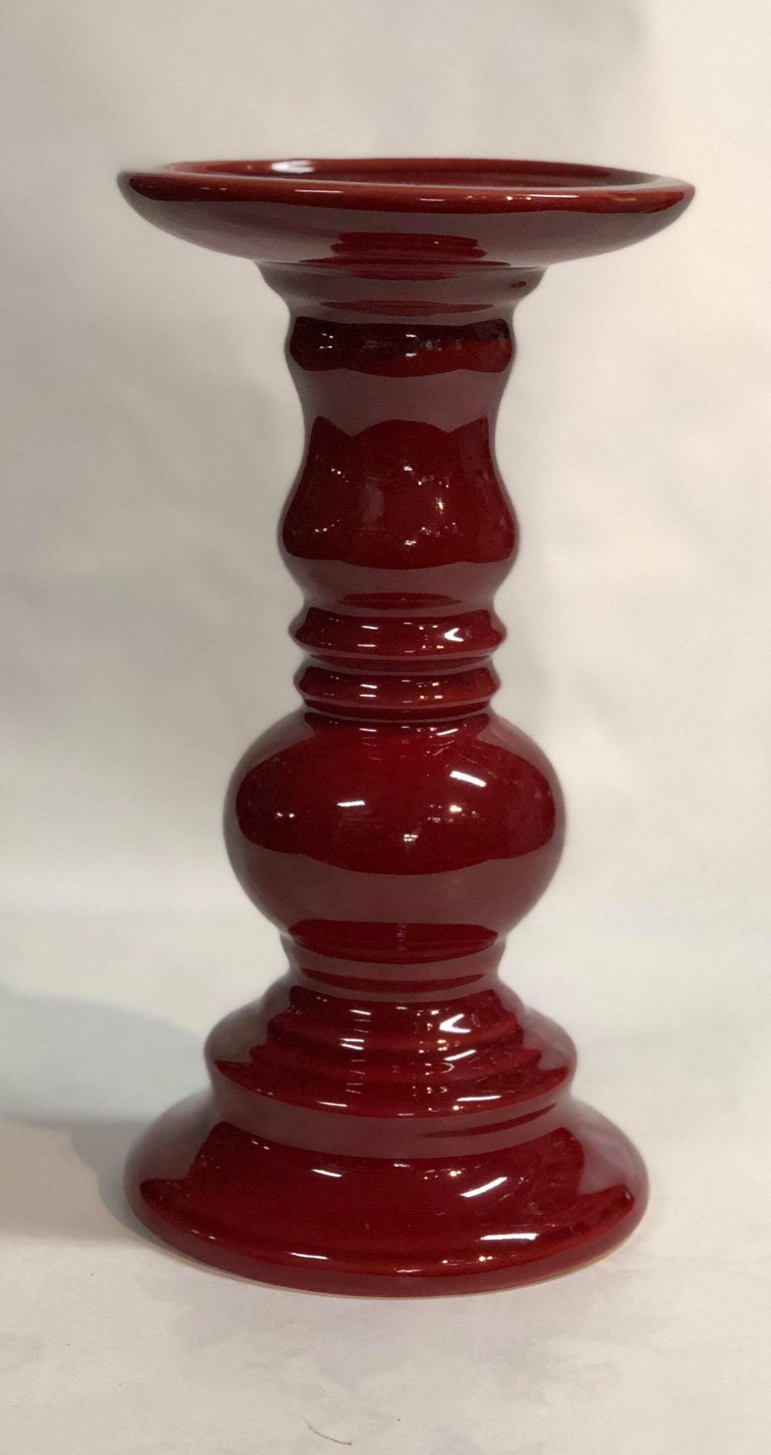 Red ceramic candle holder- medium