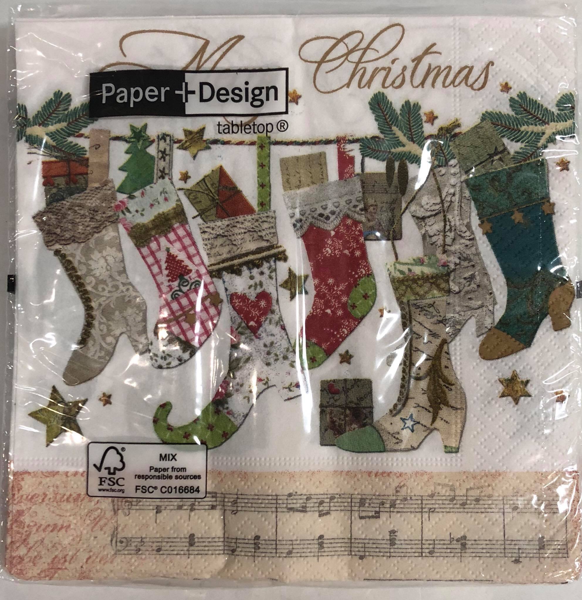 Luncheon Napkin- Musical Stocking