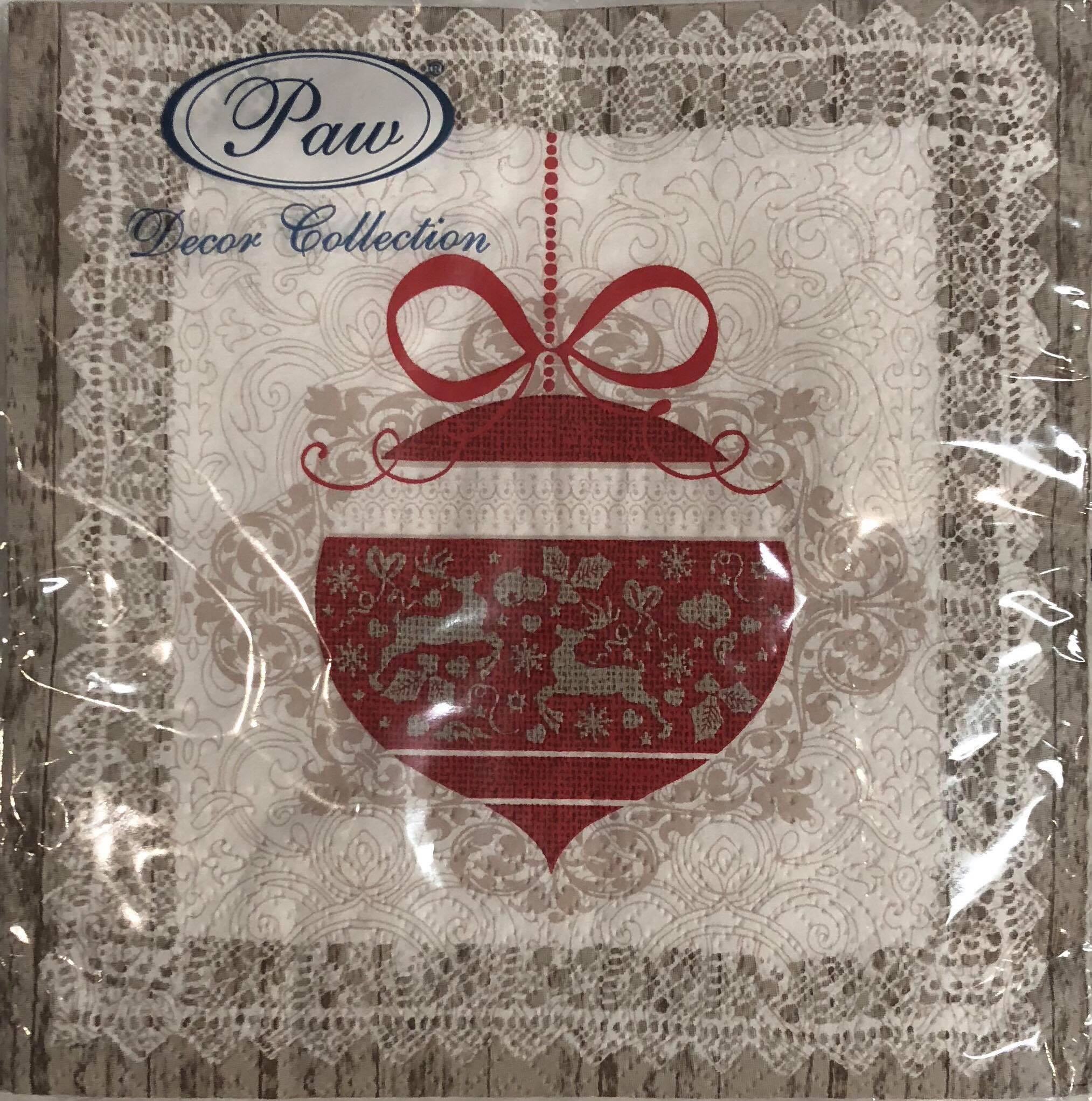 Luncheon Napkin- Red ornament with deer