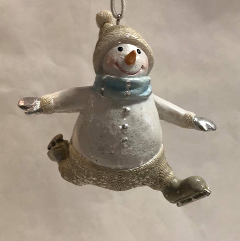 Skating snowman tree ornament