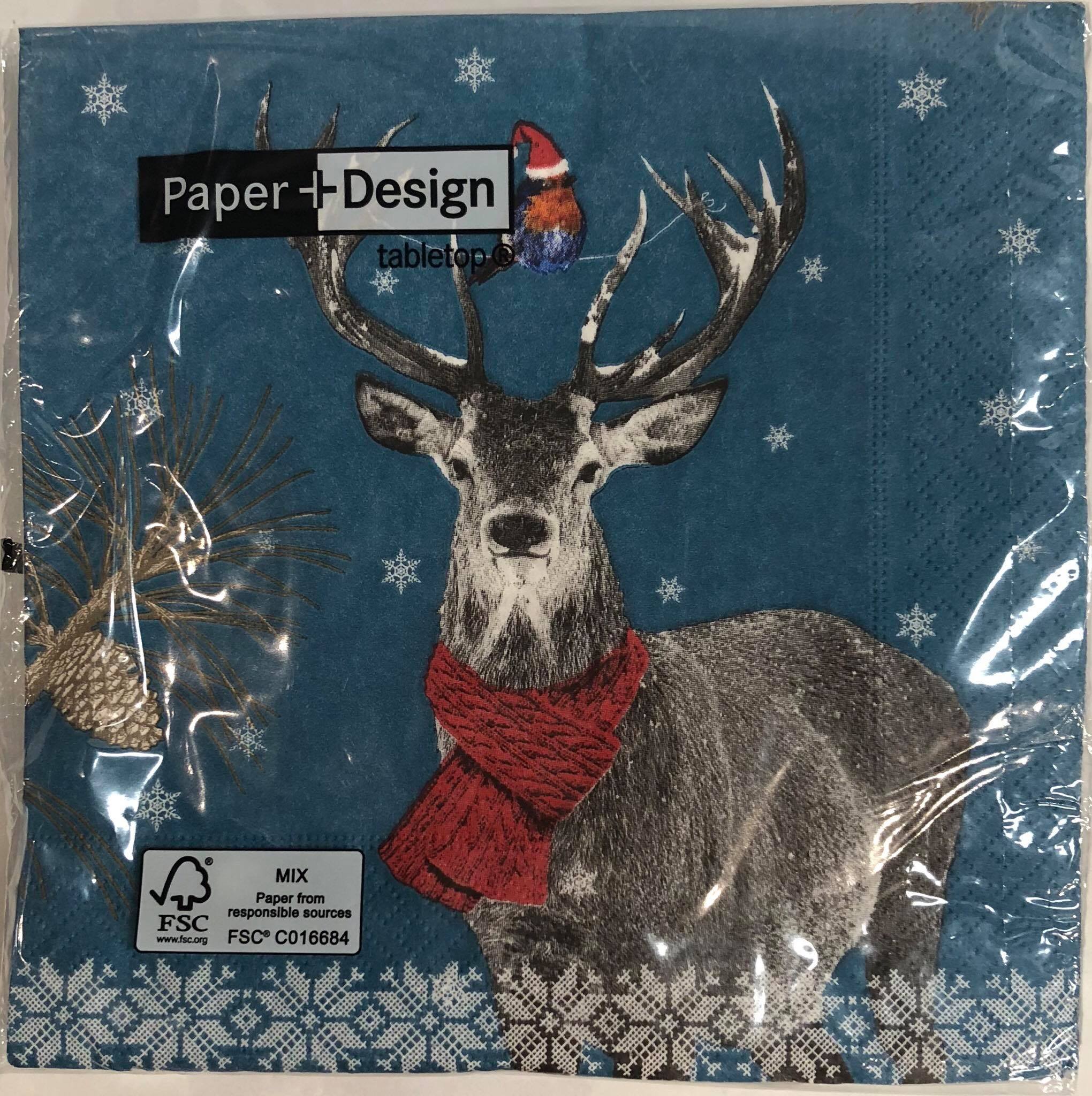Luncheon Napkin- Robin and Deer
