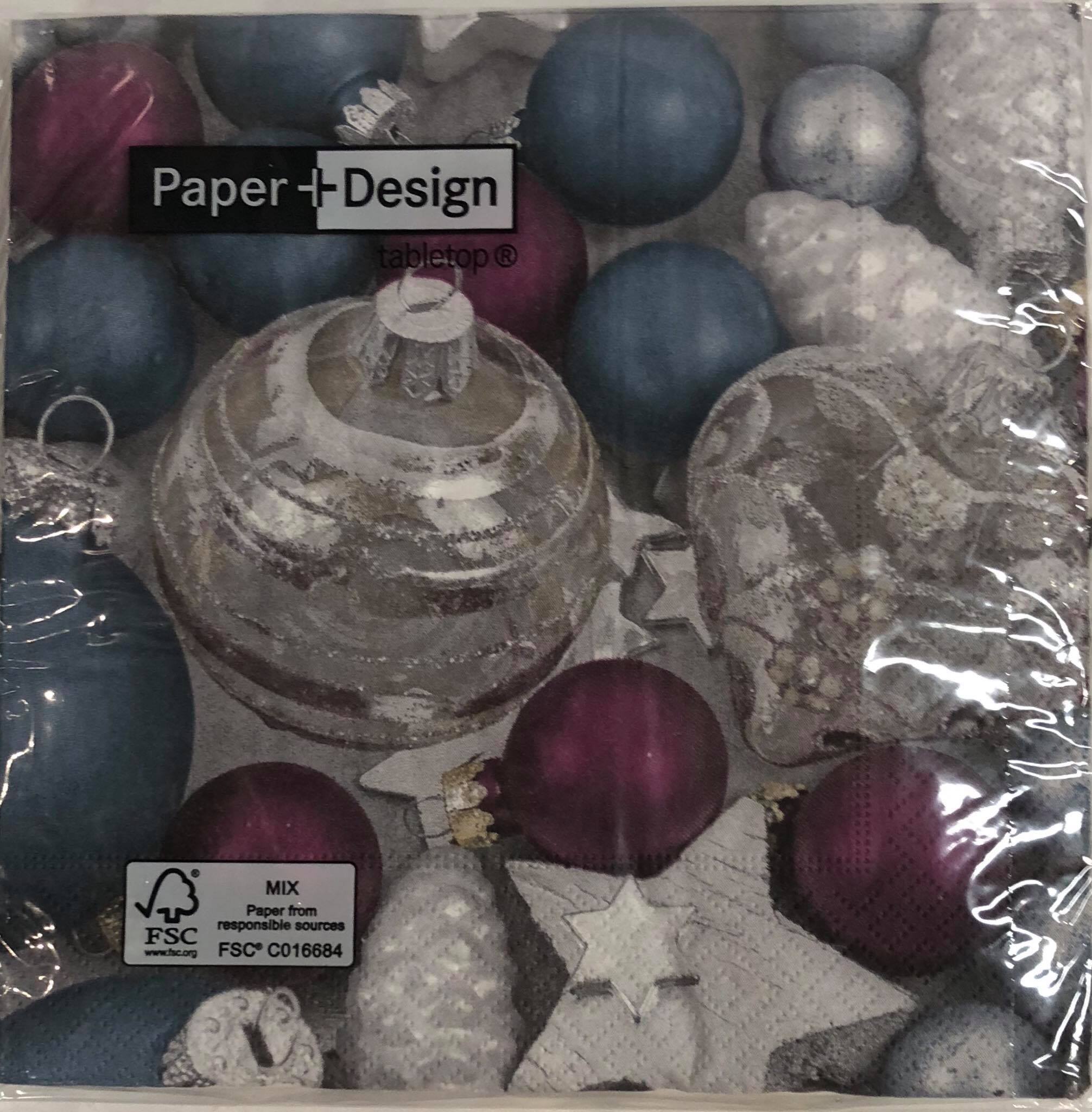Luncheon Napkin- Purple and Silver Decoration