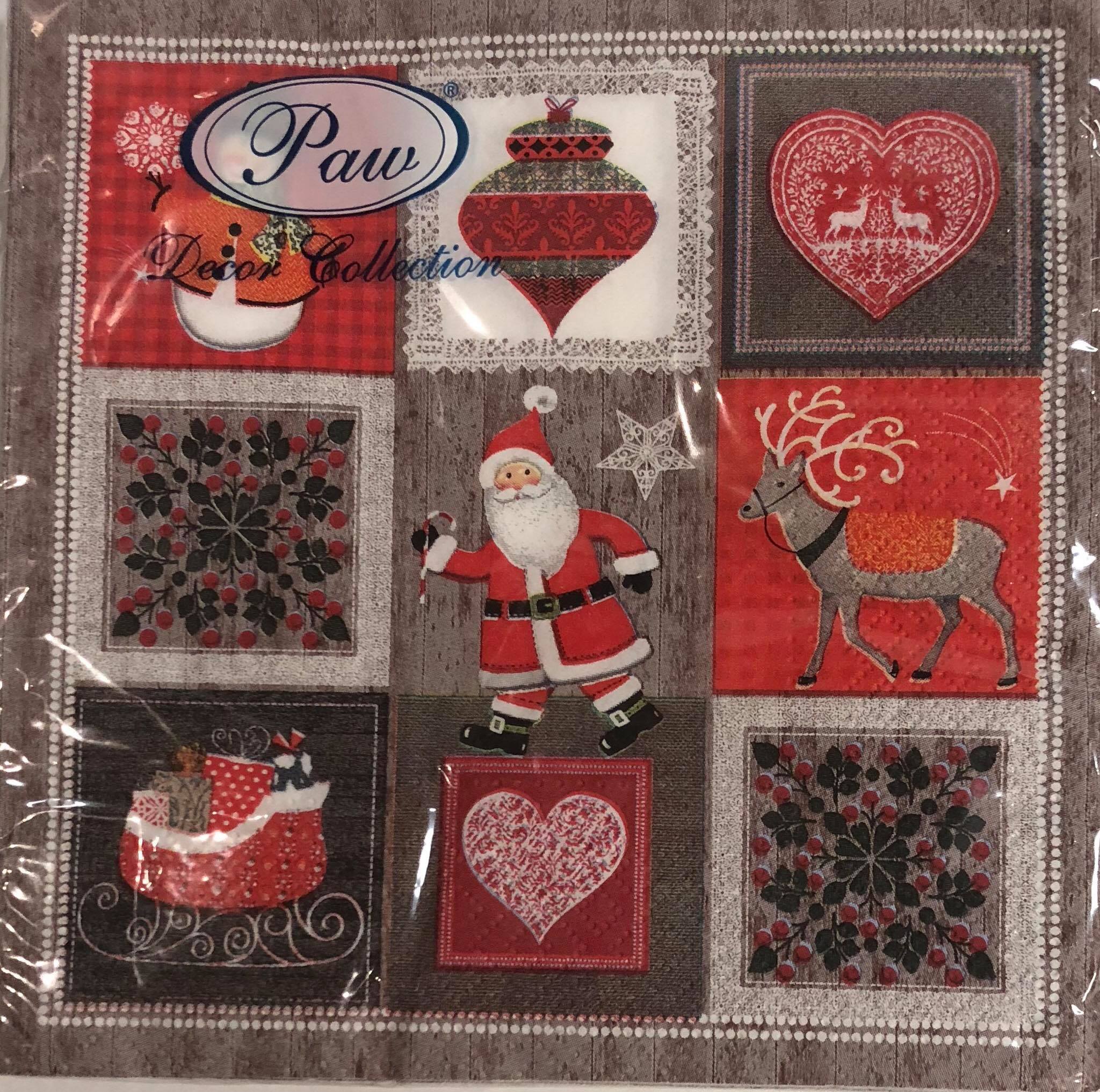 Luncheon Napkin- Santa Square