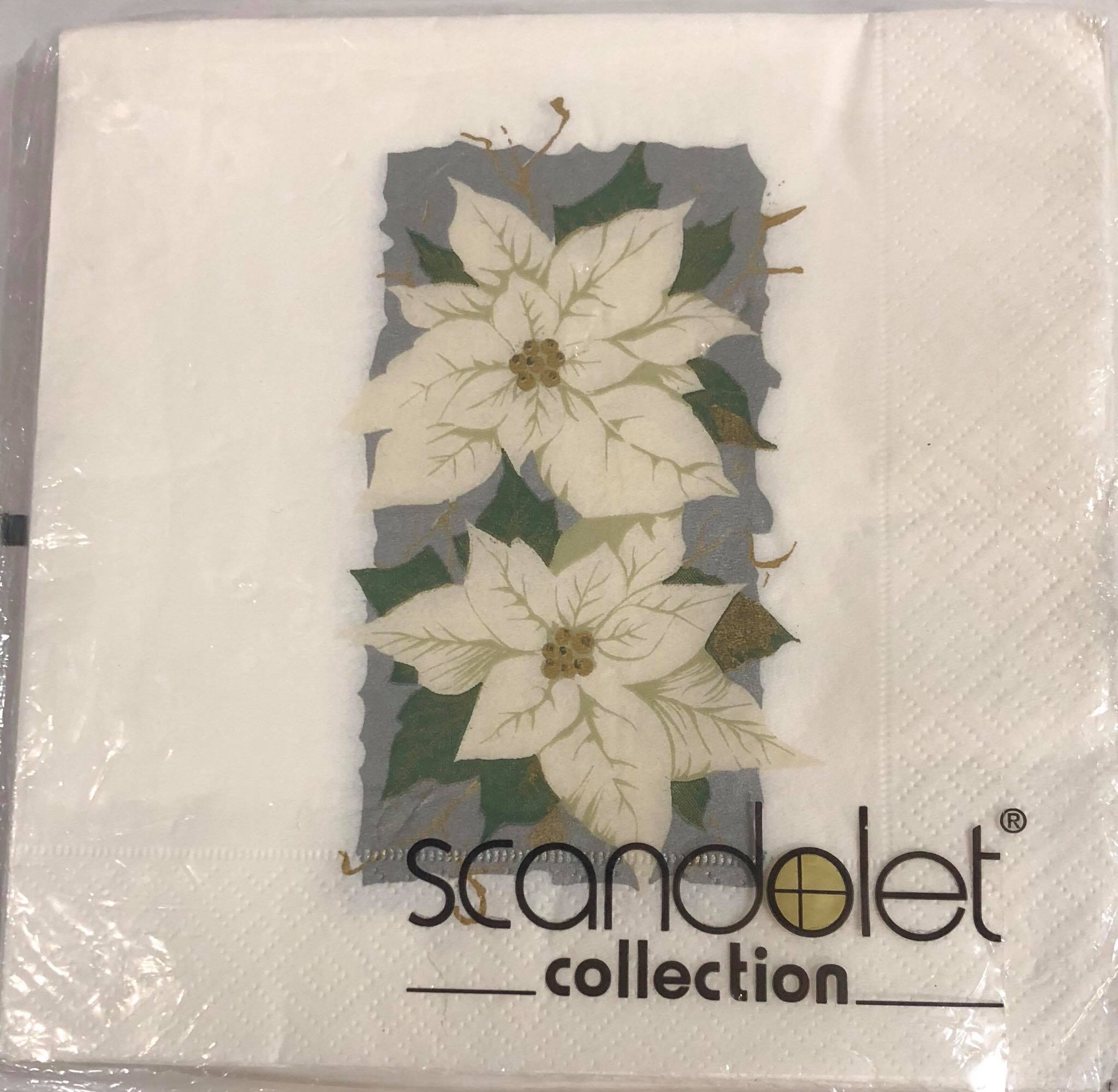 Luncheon Napkin- White Poinsettia