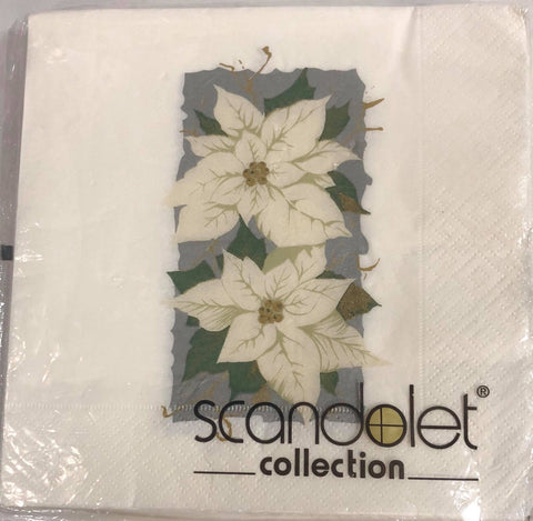 Luncheon Napkin- White Poinsettia