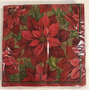 Dinner Napkin- Holiday Poinsettia