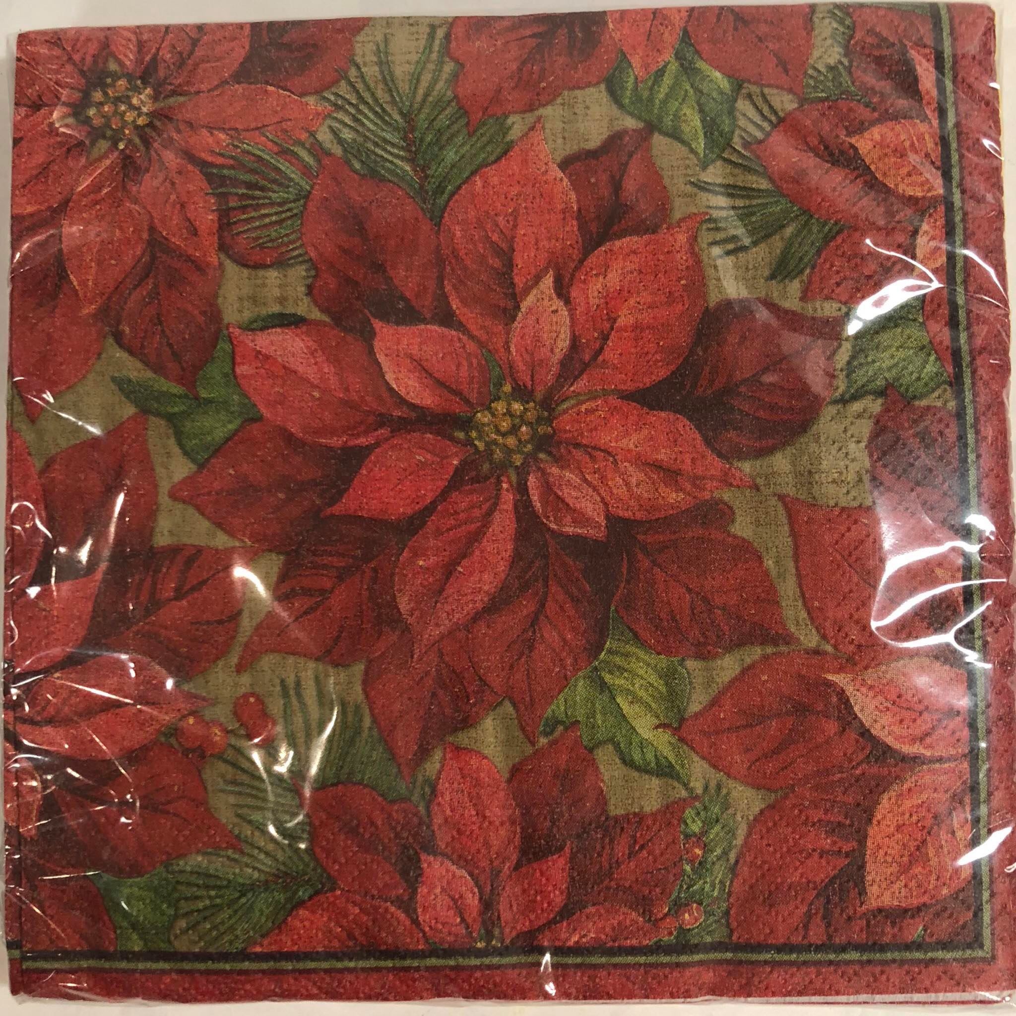 Luncheon Napkin- Holiday Poinsettia