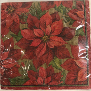 Luncheon Napkin- Holiday Poinsettia