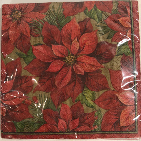 Luncheon Napkin- Holiday Poinsettia