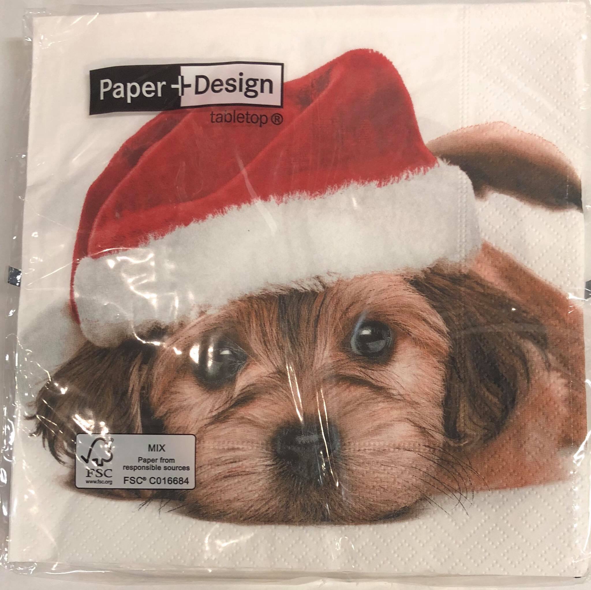 Luncheon Napkin- Santa Dog