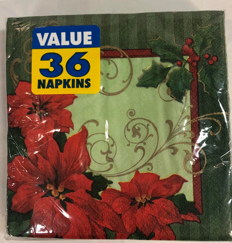 Cocktail Napkin- Vintage Poinsettia