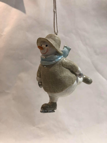 Skating snowman tree ornament