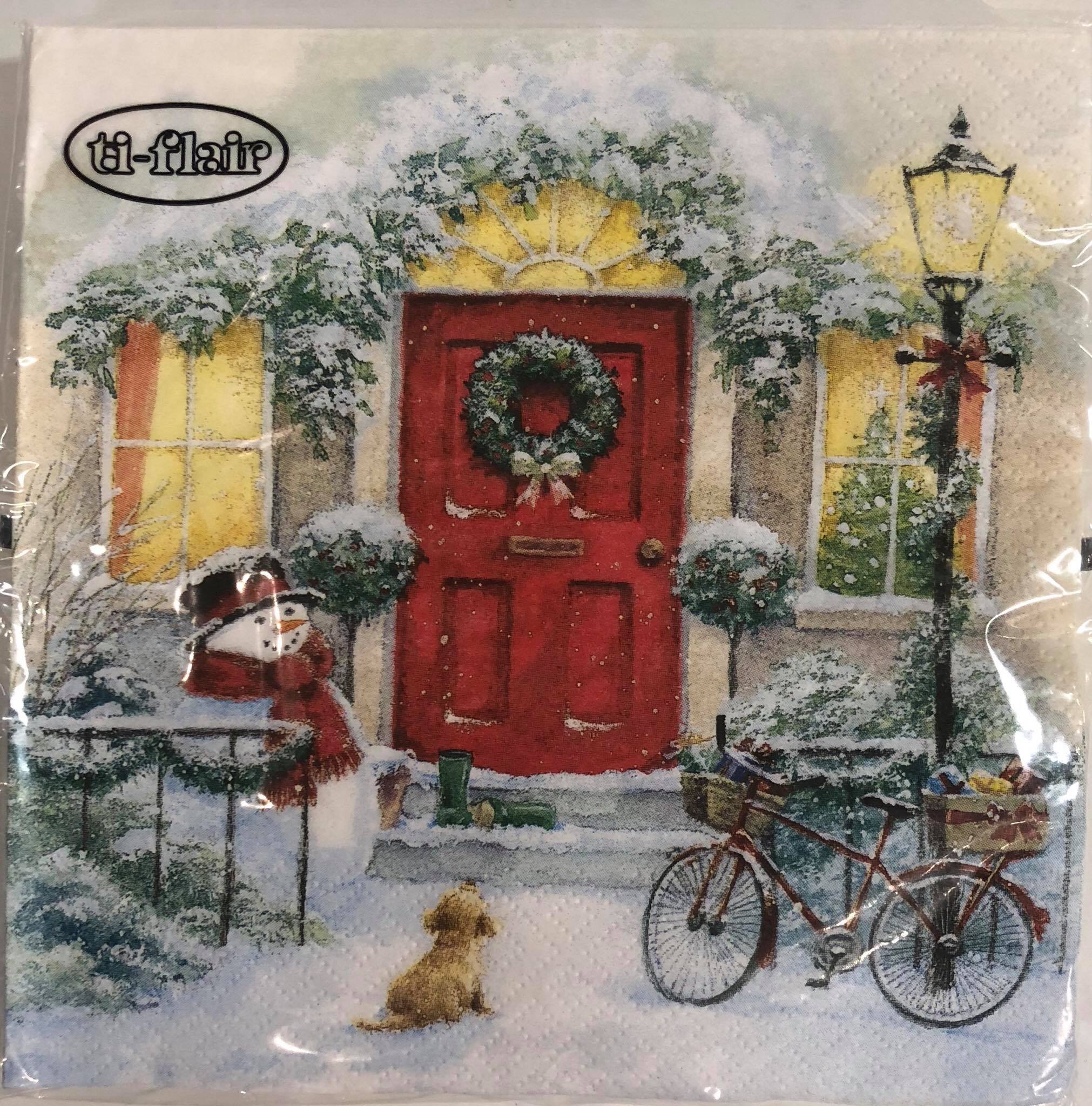 Luncheon Napkin- Puppy and Snowman
