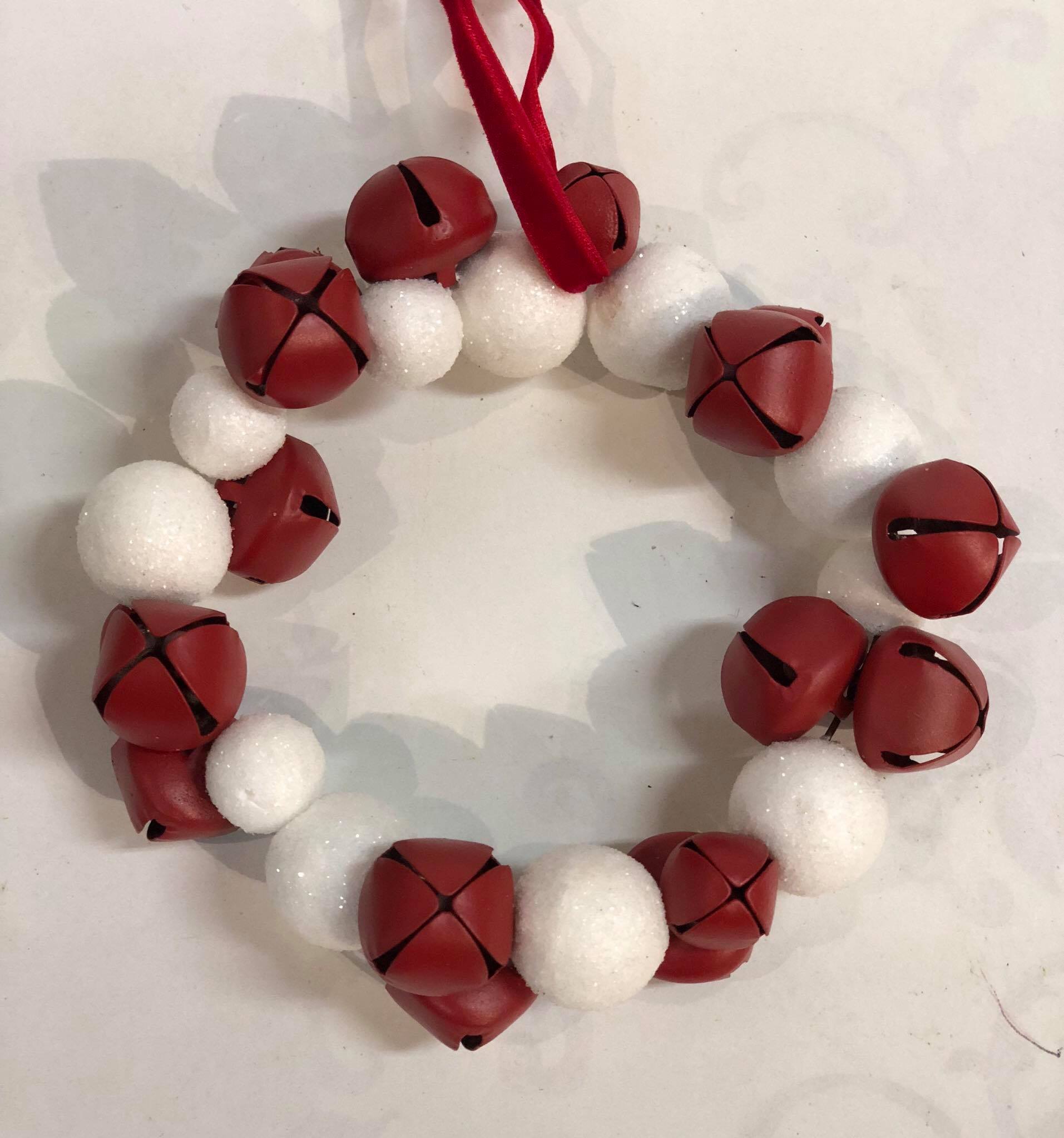 Red jingle bell wreath ornament