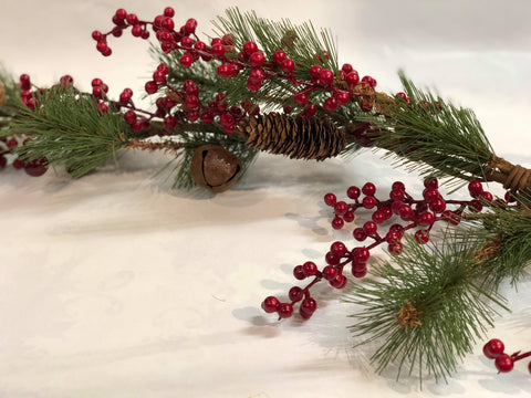 Christmas cabin garland with bells