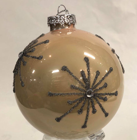 Elegant snowflake ornament -silver beads