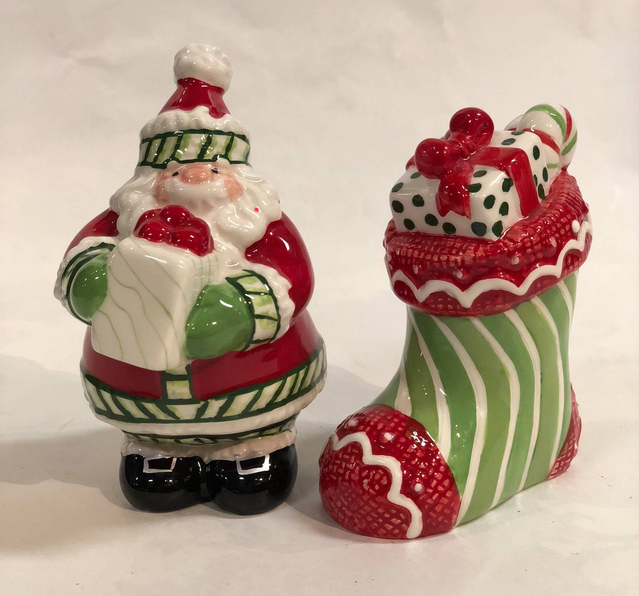 Santa and stocking salt and pepper set
