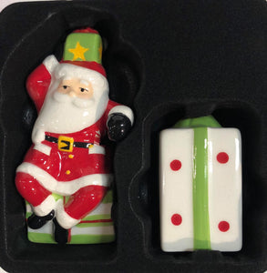 Santa and Christmas present salt and pepper set